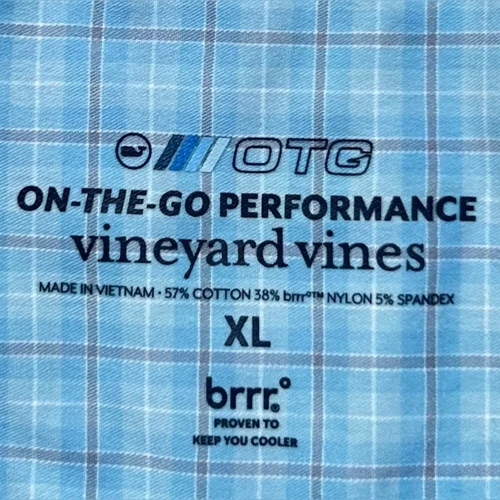 Vineyard Vines OTG Blue Size XL Shirt Plaid On The Go Button Down Performance